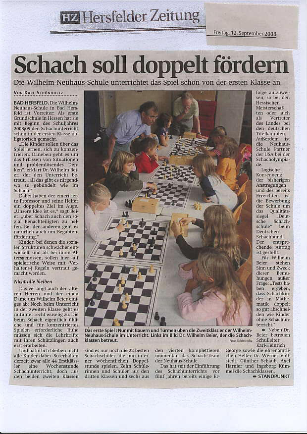 Pressebericht WNS Schachunterricht